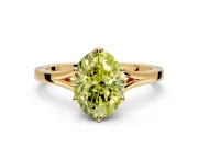 Solitaire Engagement Ring Setting for Fancy Yellow Oval Center with Plain Split Shank and Prong Head in Yellow Gold