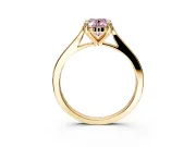 Solitaire Engagement Ring Setting for Fancy Pink Oval Center with Tapered Shoulders and Prong Head in Yellow Gold