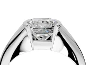 Tension Engagement Ring Setting for Princess Cut Center with Wide Tapered Band and Tension Head in Platinum