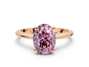 Solitaire Engagement Ring Setting for Fancy Pink Oval Center with Knife Ridge Band and Claw Prong Head in Rose Gold