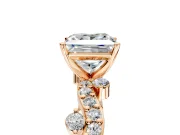 Solitaire Engagement Ring Setting for Princess Cut Center with Bar-Station Pave Twist and Prong Head in Rose Gold