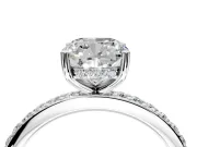 Solitaire Engagement Ring Setting for Cushion Cut Center with Fine Pave Band and Prong Head in Sterling Silver