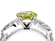 Channel-Set Engagement Ring Setting for Fancy Yellow Round Cut Center with Baguette Band and Prong Head in Sterling Silver