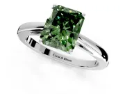 Solitaire Engagement Ring Setting for Fancy Green Radiant Cut Center with Open Cathedral Shoulders and Prong Head in Platinum