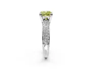Solitaire Engagement Ring Setting for Fancy Yellow Cushion Cut Center with Multi-Row Pave Accents and Basket Head in Sterling Silver