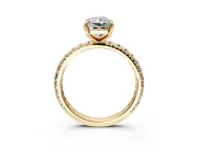 Solitaire Engagement Ring Setting for Radiant Cut Center with Shared-Prong Accents and Prong Head in Yellow Gold