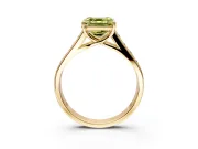 Solitaire Engagement Ring Setting for Fancy Yellow Asscher Cut Center with Round Cut Channel Band and Prong Head in Yellow Gold