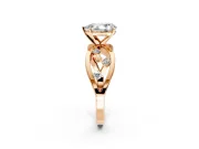 Solitaire Engagement Ring Setting for Pear-Shaped Center with Criss-Cross Accent Band and Prong Head in Rose Gold