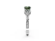 Solitaire Engagement Ring Setting for Fancy Green Cushion Cut Center with Marquise and Bezel Accents and Prong Head in Sterling Silver