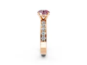 Solitaire Engagement Ring Setting for Fancy Pink Round Cut Center with Channel-Set Accents and Prong Head in Rose Gold