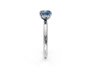 Hidden Halo Engagement Ring Setting for Fancy Blue Cushion Cut Center with Thin Round-Wire Band and Prong Head in Sterling Silver