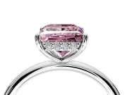 Solitaire Engagement Ring Setting for Fancy Pink Princess Cut Center with Plain Band, Open Basket and Prong Head in Sterling Silver