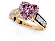 Solitaire Engagement Ring Setting for Fancy Pink Heart-Shaped Center with Cathedral Channel Band and Prong Head in Rose Gold