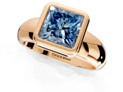 Solitaire Engagement Ring Setting for Fancy Blue Princess Cut Center with Wide Band and Bezel Head in Rose Gold