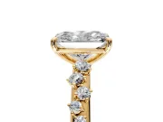 Cluster Engagement Ring Setting for Radiant Cut Center with Round Cut Accent Band and Prong Head in Yellow Gold