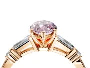 Bar-Set Engagement Ring Setting for Fancy Pink Marquise Center with Tapered Baguette Accents and Prong Head in Rose Gold