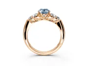 Cluster Engagement Ring Setting for Fancy Blue Oval Center with Round Cut Accent Frame and Prong Head in Rose Gold