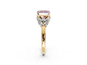 Leaf Cluster Engagement Ring Setting for Fancy Pink Radiant Cut Center with Marquise Accents and Prong Head in Yellow Gold