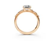 Cluster Engagement Ring Setting for Radiant Cut Center with Round Cut Accent Band and Prong Head in Rose Gold
