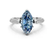 Solitaire Engagement Ring Setting for Fancy Blue Marquise Center with Multi-Row Accents and Prong Head in Platinum