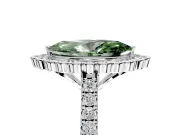 Milgrain Floral Halo Engagement Ring Setting for Fancy Green Marquise Center with Pave Band and Prong Head in Sterling Silver