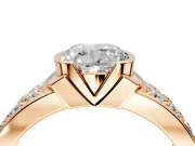 Bezel Engagement Ring Setting for Cushion Cut Center with Wide Channel-Set Band and Bezel Head in Rose Gold