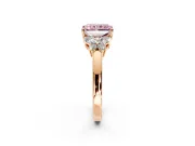 Solitaire Engagement Ring Setting for Fancy Pink Radiant Cut Center with Marquise Flower Shoulders and Prong Head in Rose Gold