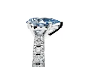 Solitaire Engagement Ring Setting for Fancy Blue Pear-Shaped Center with Large Accents and Prong Head in Sterling Silver