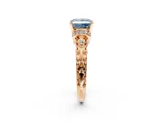Solitaire Engagement Ring Setting for Fancy Blue Princess Cut Center with Filigree Band and Prong Head in Rose Gold