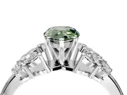 Leaf Cluster Engagement Ring Setting for Fancy Green Pear-Shaped Center with Marquise Accents and Prong Head in Sterling Silver