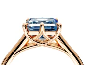 Solitaire Engagement Ring Setting for Fancy Blue Asscher Cut Center with Cathedral Band and Prong Head in Rose Gold