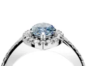 Pave Halo Engagement Ring Setting for Fancy Blue Marquise Center with Single Row Pave Band and Prong Head in Platinum