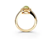 Milgrain Halo Engagement Ring Setting for Fancy Yellow Marquise Center with Three-Sided Pave Band and Prong Head in Yellow Gold