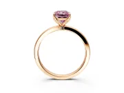 Solitaire Engagement Ring Setting for Fancy Pink Radiant Cut Center with Thin Rounded Plain Band and Prong Head in Rose Gold