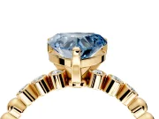 Solitaire Engagement Ring Setting for Fancy Blue Heart-Shaped Center with Bezel-Dot Beaded Band and Prong Head in Yellow Gold