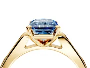 Solitaire Engagement Ring Setting for Fancy Blue Radiant Cut Center with Channel Accents and Prong Head in Yellow Gold