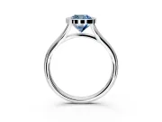 Solitaire Engagement Ring Setting for Fancy Blue Cushion Cut Center with V Split Shank and Bezel Head in White Gold