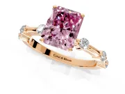 Solitaire Engagement Ring Setting for Fancy Pink Radiant Cut Center with Bezel Station Band and Prong Head in Rose Gold