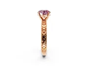 Solitaire Engagement Ring Setting for Fancy Pink Round Cut Center with XO Engraved Band and Prong Head in Rose Gold
