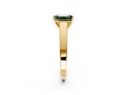Solitaire Engagement Ring Setting for Fancy Green Emerald Cut Center with Tapered Split Shoulders and Prong Head in Yellow Gold
