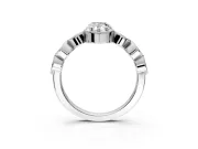 Vintage Station Engagement Ring Setting for Pear-Shaped Center with Accents and Prong Head in White Gold