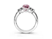Cluster Engagement Ring Setting for Fancy Pink Radiant Cut Center with Bezel Accent Clusters and Prong Head in Platinum