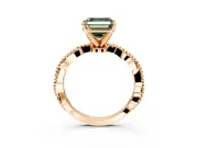 Solitaire Engagement Ring Setting for Fancy Green Asscher Cut Center with Twist Band and Bead Prong Head in Rose Gold