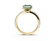 Solitaire Engagement Ring Setting for Fancy Green Asscher Cut Center with Large Accent Band and Prong Head in Yellow Gold