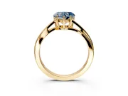 Solitaire Engagement Ring Setting for Fancy Blue Heart-Shaped Center with Plain Bypass Twist Band and Prong Head in Yellow Gold