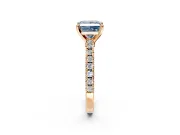 Solitaire Engagement Ring Setting for Fancy Blue Princess Cut Center with Single Row Accent Band and Prong Head in Rose Gold