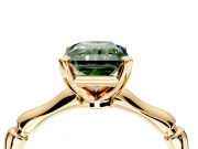 Solitaire Engagement Ring Setting for Fancy Green Radiant Cut Center with Bamboo Band and Prong Head in Yellow Gold