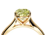 Solitaire Engagement Ring Setting for Fancy Yellow Cushion Cut Center with Narrow Cathedral Band and Prong Head in Yellow Gold