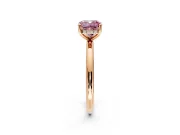 Hidden Halo Engagement Ring Setting for Fancy Pink Cushion Cut Center with Thin Round-Wire Band and Prong Head in Rose Gold