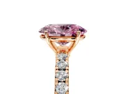Solitaire Engagement Ring Setting for Fancy Pink Oval Center with Large Accent Band and Prong Head in Rose Gold